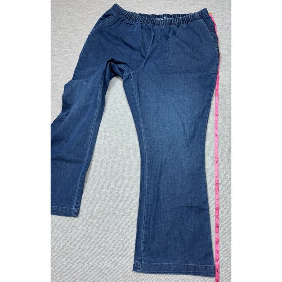Woman Within Womens Blue Denim Jeans Pull On High Rise Bootcut Size 22WP NEW - Picture 13 of 15